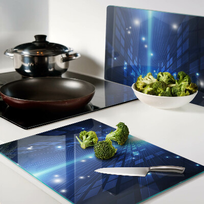 Planche à découper en verre Motif technologique dans les tons de bleu