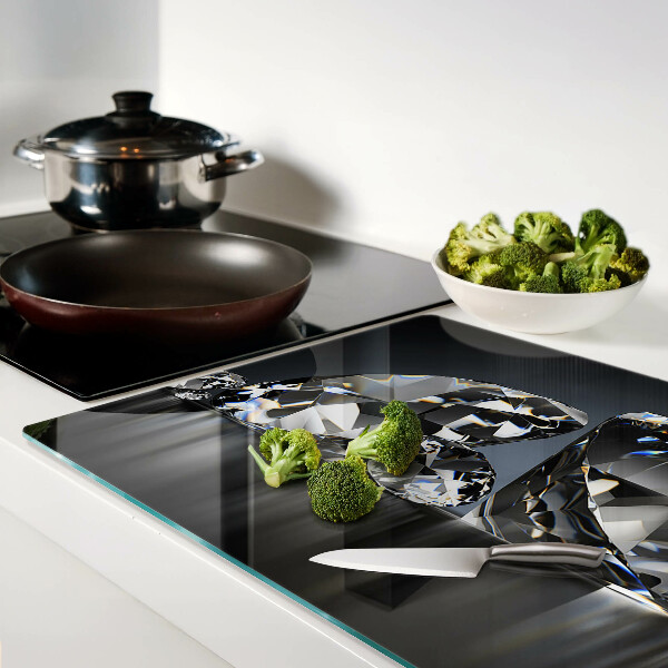 Planche à découper verre Diamants sur fond noir