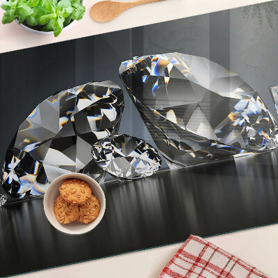 Planche à découper verre Diamants sur fond noir
