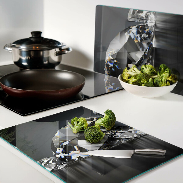Planche à découper verre Diamants sur fond noir