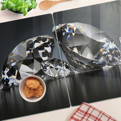 Planche à découper verre Diamants sur fond noir