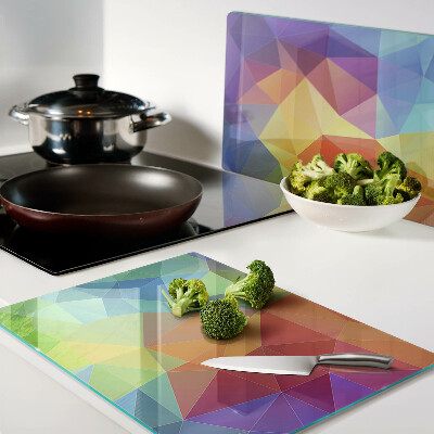 Planche à découper verre La géométrie des triangles colorés
