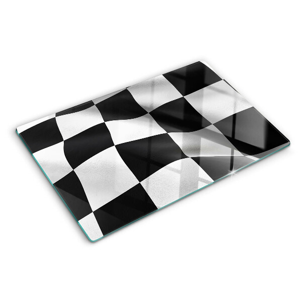Planche à découper en verre Damier en noir et blanc