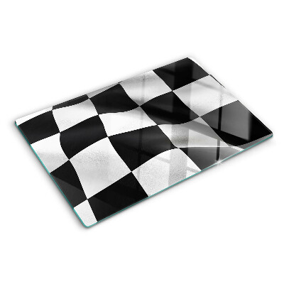 Planche à découper en verre Damier en noir et blanc