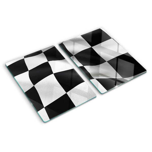 Planche à découper en verre Damier en noir et blanc