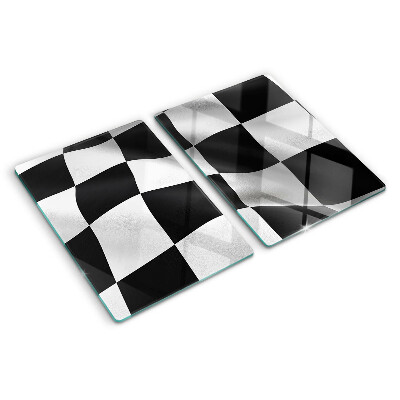 Planche à découper en verre Damier en noir et blanc