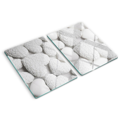 Planche à découper verre Coeurs blancs avec un motif