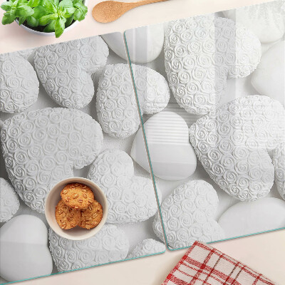 Planche à découper verre Coeurs blancs avec un motif