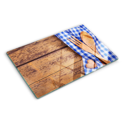 Planche à découper en verre Thème de cuisine avec accessoires en bois
