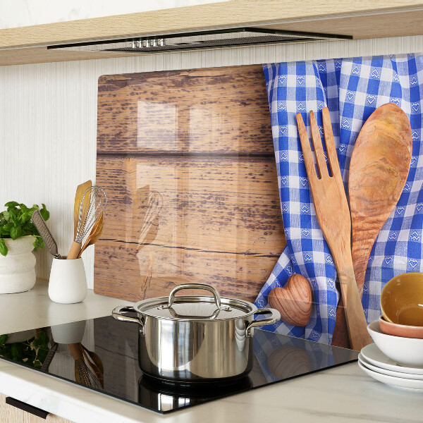 Planche à découper en verre Thème de cuisine avec accessoires en bois