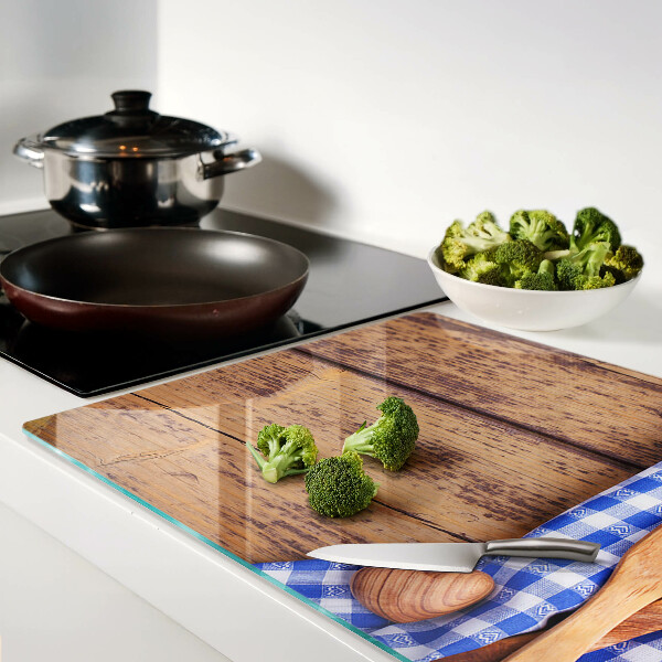 Planche à découper en verre Thème de cuisine avec accessoires en bois
