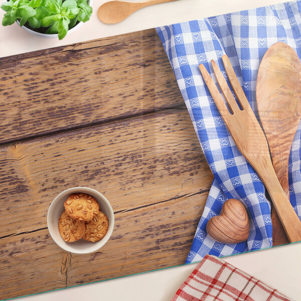 Planche à découper en verre Thème de cuisine avec accessoires en bois
