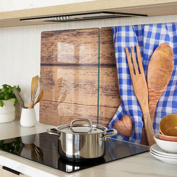 Planche à découper en verre Thème de cuisine avec accessoires en bois