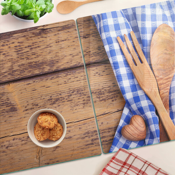 Planche à découper en verre Thème de cuisine avec accessoires en bois