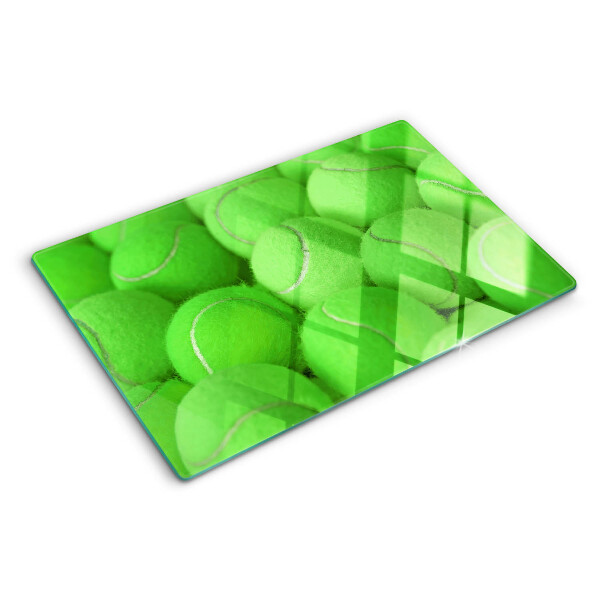 Planche à découper verre Balles de tennis sur fond vert