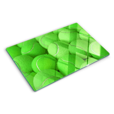 Planche à découper verre Balles de tennis sur fond vert