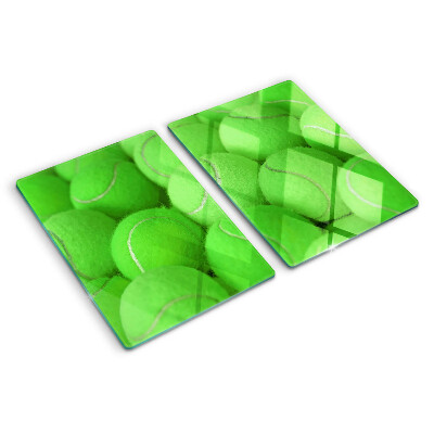 Planche à découper verre Balles de tennis sur fond vert