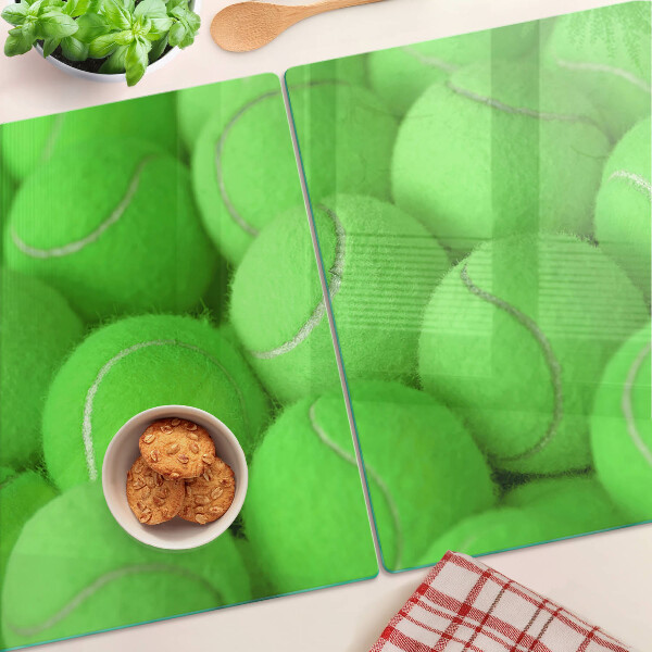Planche à découper verre Balles de tennis sur fond vert