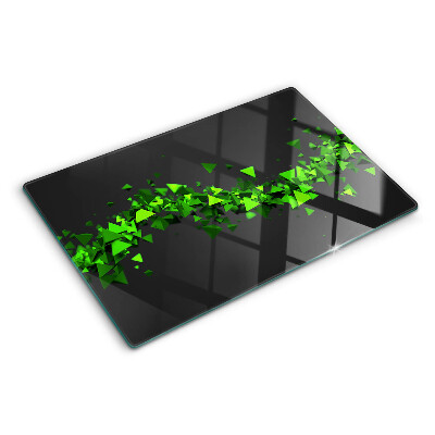 Planche à découper en verre Triangles verts sur fond noir