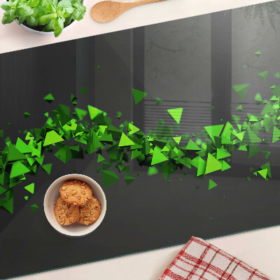 Planche à découper en verre Triangles verts sur fond noir