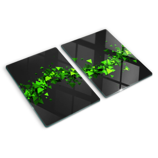 Planche à découper en verre Triangles verts sur fond noir