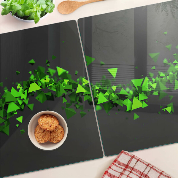 Planche à découper en verre Triangles verts sur fond noir