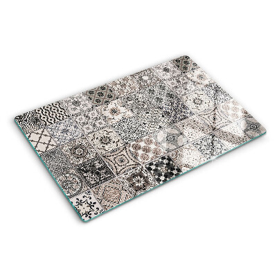 Planche à découper en verre Motifs de carreaux dans des tons de gris