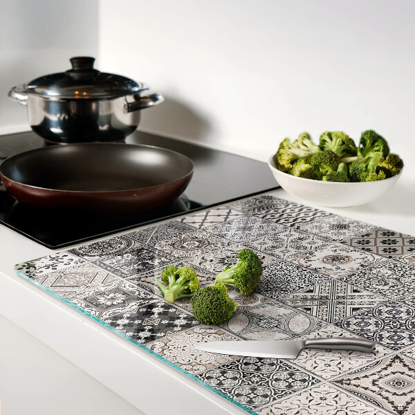 Planche à découper en verre Motifs de carreaux dans des tons de gris