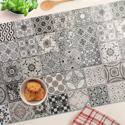 Planche à découper en verre Motifs de carreaux dans des tons de gris