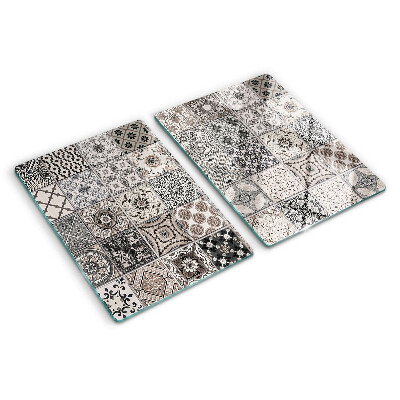 Planche à découper en verre Motifs de carreaux dans des tons de gris