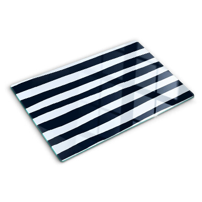 Planche à découper verre Rayures verticales bleu marine et blanches