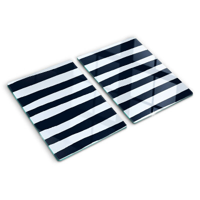 Planche à découper verre Rayures verticales bleu marine et blanches
