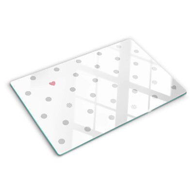 Planche à découper en verre Des points et un cœur