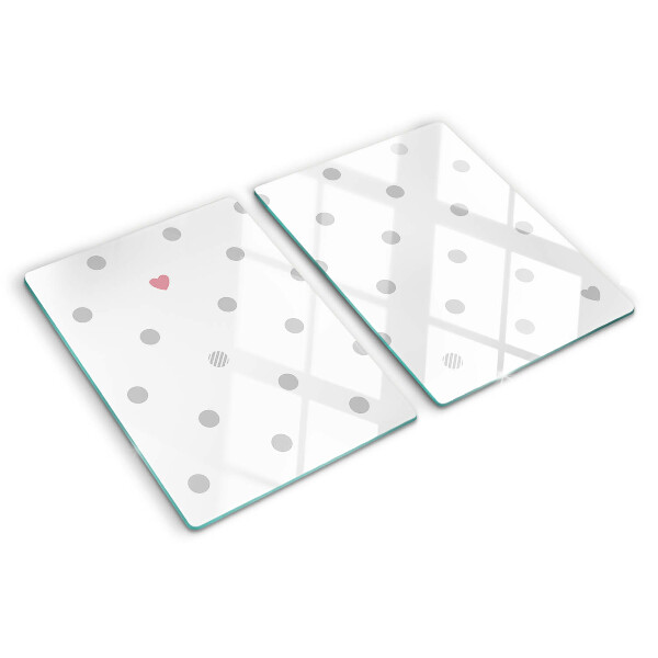 Planche à découper en verre Des points et un cœur