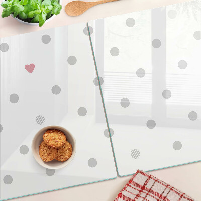Planche à découper en verre Des points et un cœur