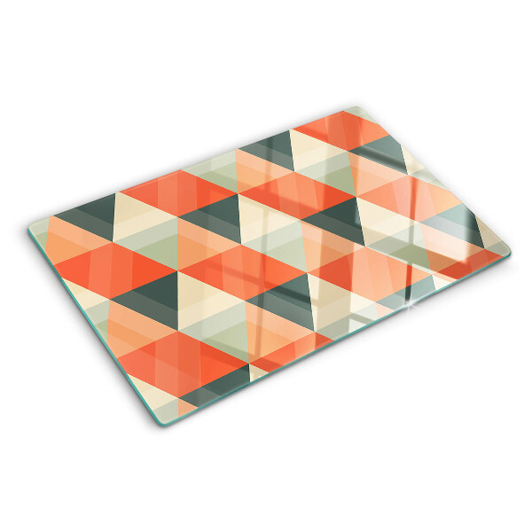 Planche à découper en verre Triangles dans les tons orange