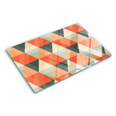 Planche à découper en verre Triangles dans les tons orange