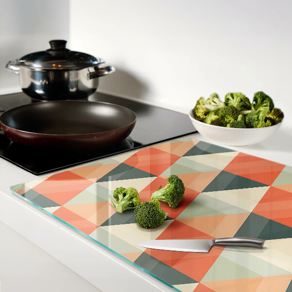 Planche à découper en verre Triangles dans les tons orange