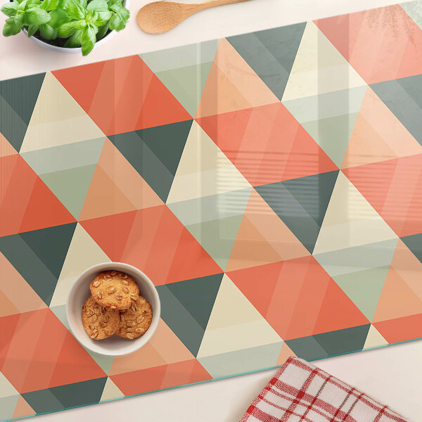 Planche à découper en verre Triangles dans les tons orange