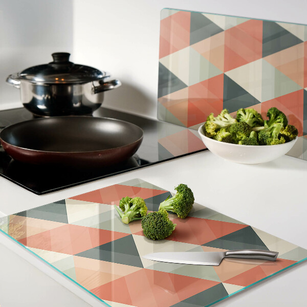 Planche à découper en verre Triangles dans les tons orange