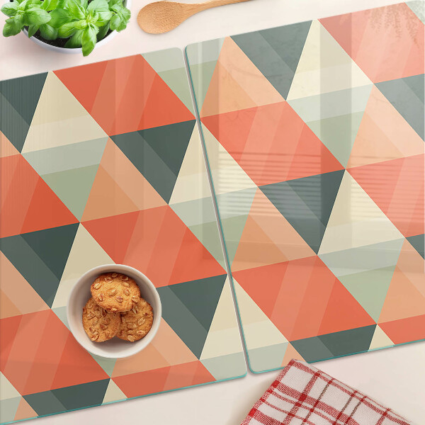 Planche à découper en verre Triangles dans les tons orange
