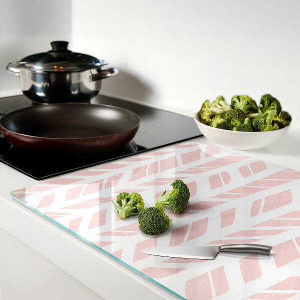 Planche à découper en verre Feuilles dans une teinte rose