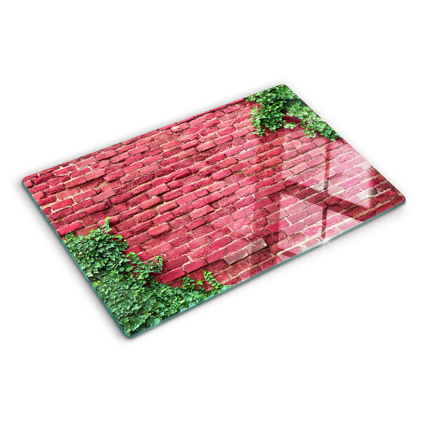 Planche à découper en verre Mur de briques avec végétation