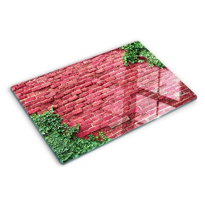 Planche à découper en verre Mur de briques avec végétation