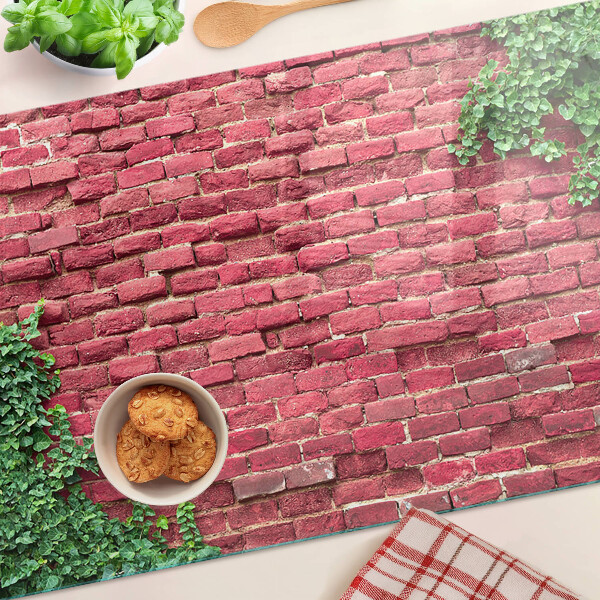 Planche à découper en verre Mur de briques avec végétation