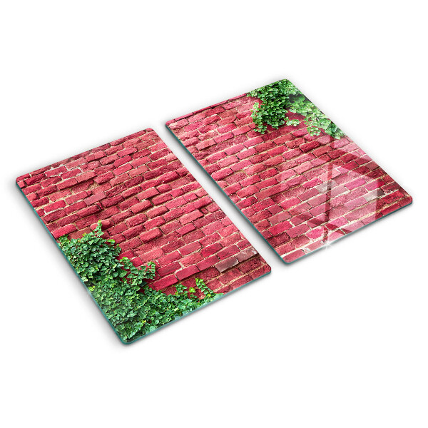 Planche à découper en verre Mur de briques avec végétation