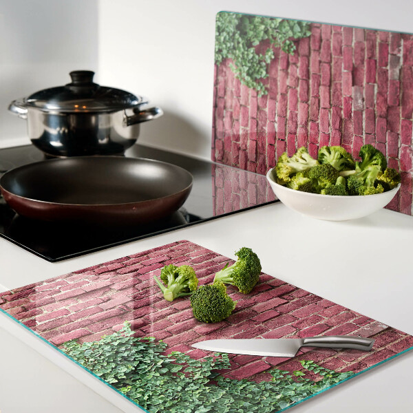 Planche à découper en verre Mur de briques avec végétation