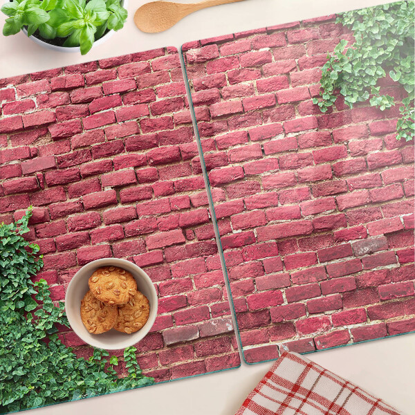 Planche à découper en verre Mur de briques avec végétation