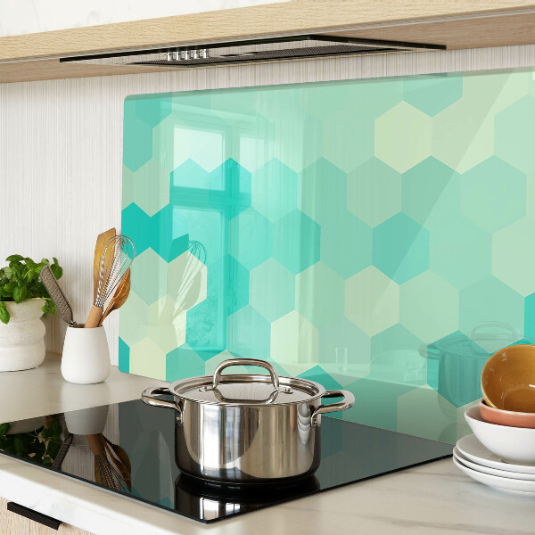 Planche à découper verre Motif hexagonal dans les tons turquoise