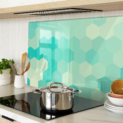 Planche à découper verre Motif hexagonal dans les tons turquoise